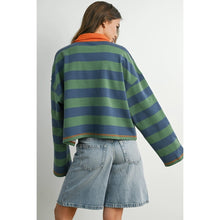 Load image into Gallery viewer, Striped Quarter-Zip Collar Sweatshirt