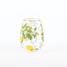 Load image into Gallery viewer, Lemon Floral Stemless Wine Glass
