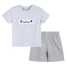 Load image into Gallery viewer, Gray Mallard Smocked Shirt and Shorts