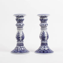 Load image into Gallery viewer, Blue Chinoiserie Candlestick Set
