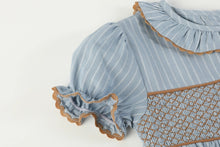 Load image into Gallery viewer, Blue Pinstripe Smocked Dress