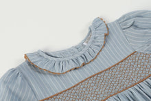Load image into Gallery viewer, Blue Pinstripe Smocked Dress