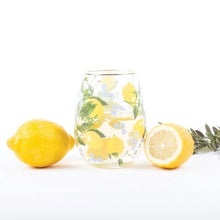 Load image into Gallery viewer, Lemon Floral Stemless Wine Glass

