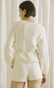Cable Knit Flower Sweater