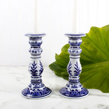 Load image into Gallery viewer, Blue Chinoiserie Candlestick Set

