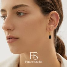 Load image into Gallery viewer, Black Geometric Drop Earring
