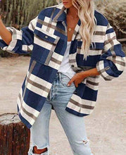Load image into Gallery viewer, Vintage Flannel Button Jacket Blue
