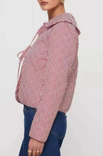 Load image into Gallery viewer, Bow Tie Front Striped Quilted Jacket
