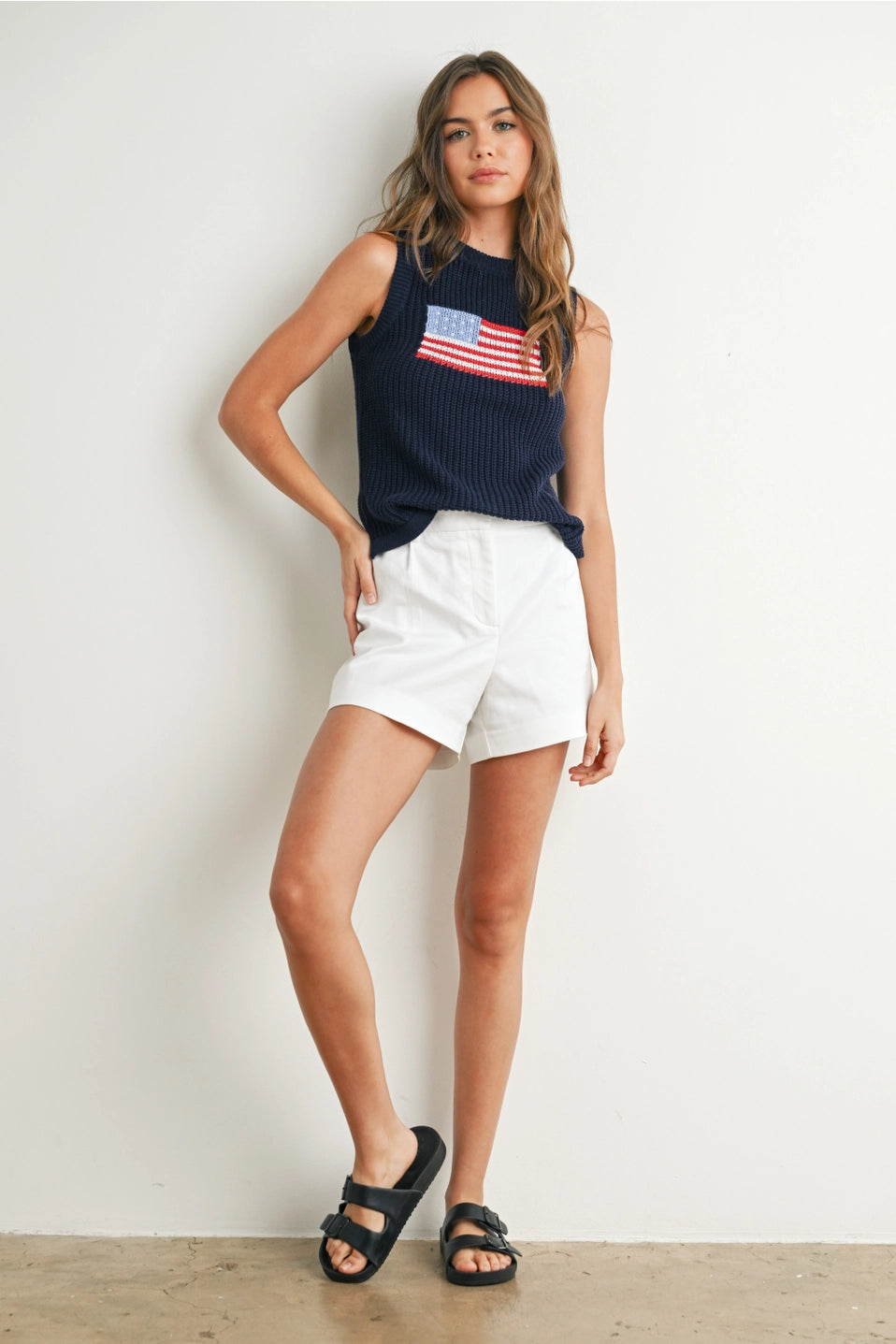 Flag Print Sleeveless Sweater