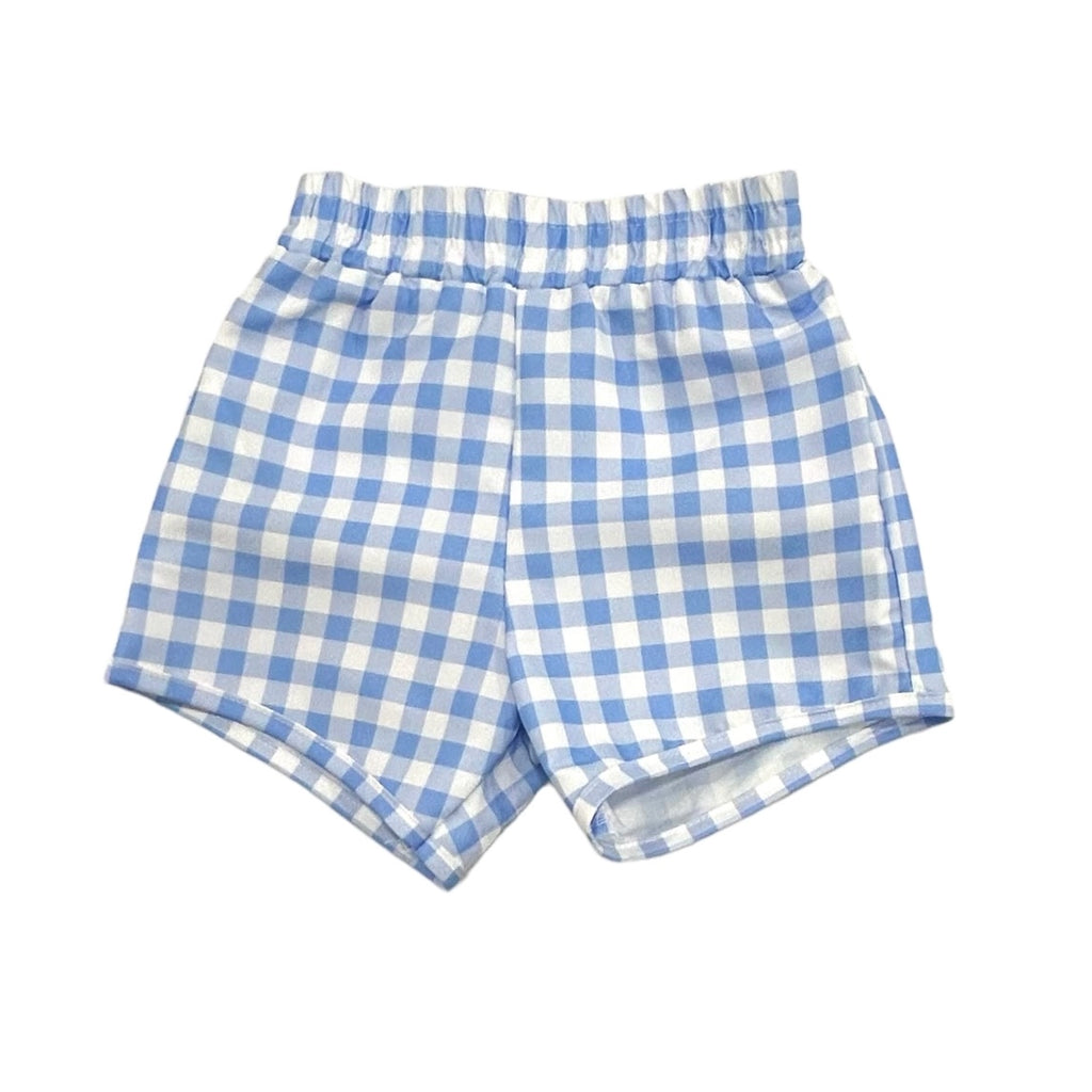 Boys Blue Gingham Swim Shorts