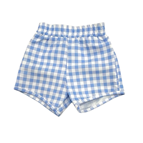 Boys Blue Gingham Swim Shorts
