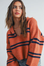 Load image into Gallery viewer, Striped Cropped Collar Sweater
