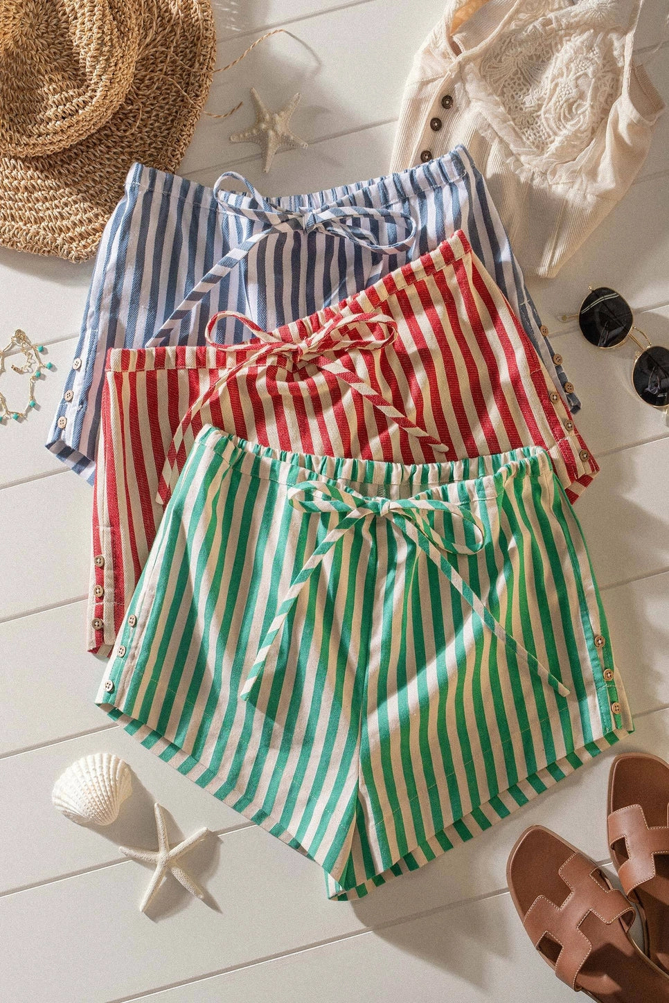 Retro Striped Lounge Shorts