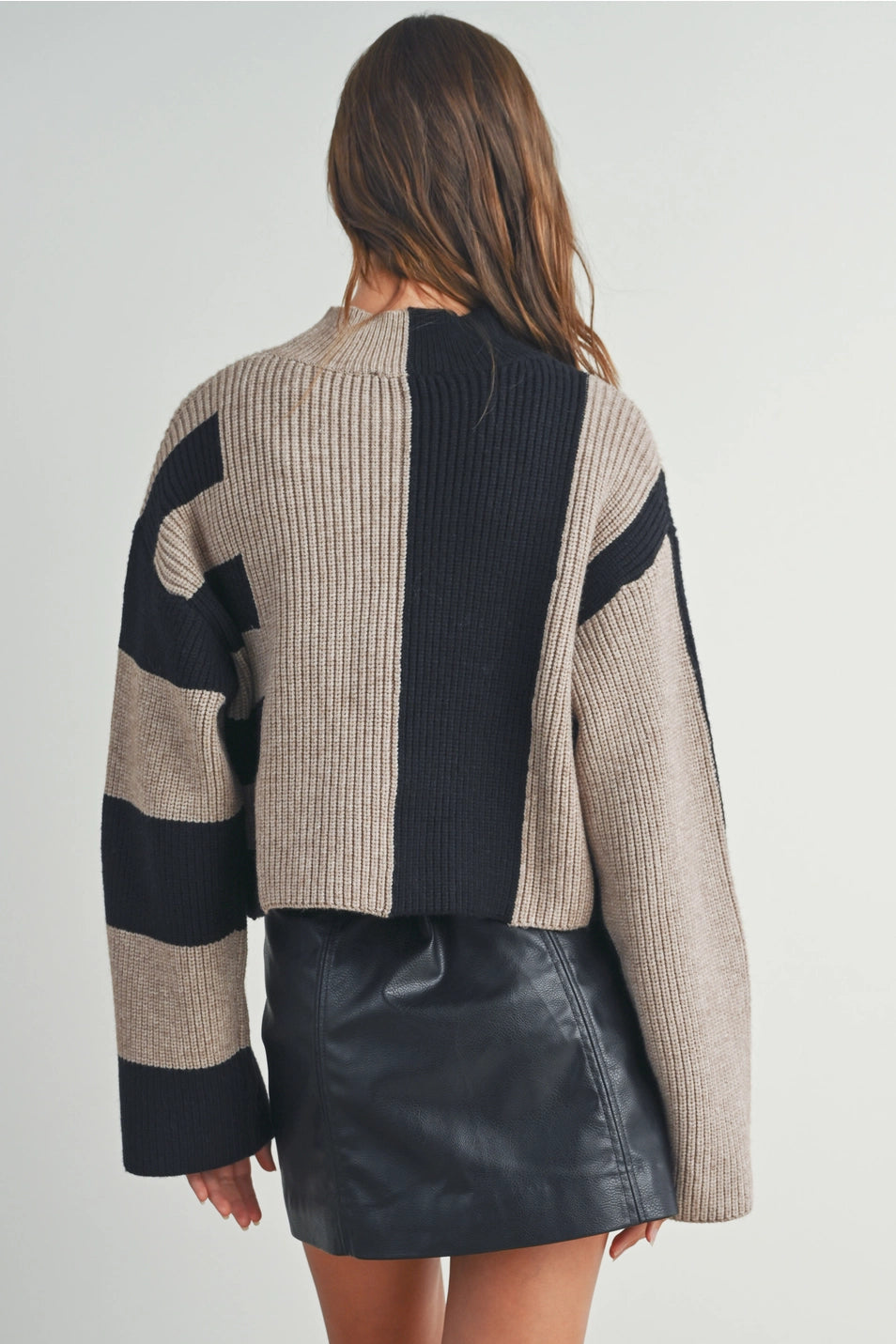 Color Block Mock Turtleneck