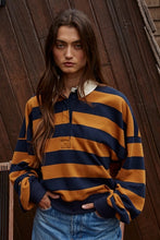 Load image into Gallery viewer, Cotton Striped Half Button Up Top
