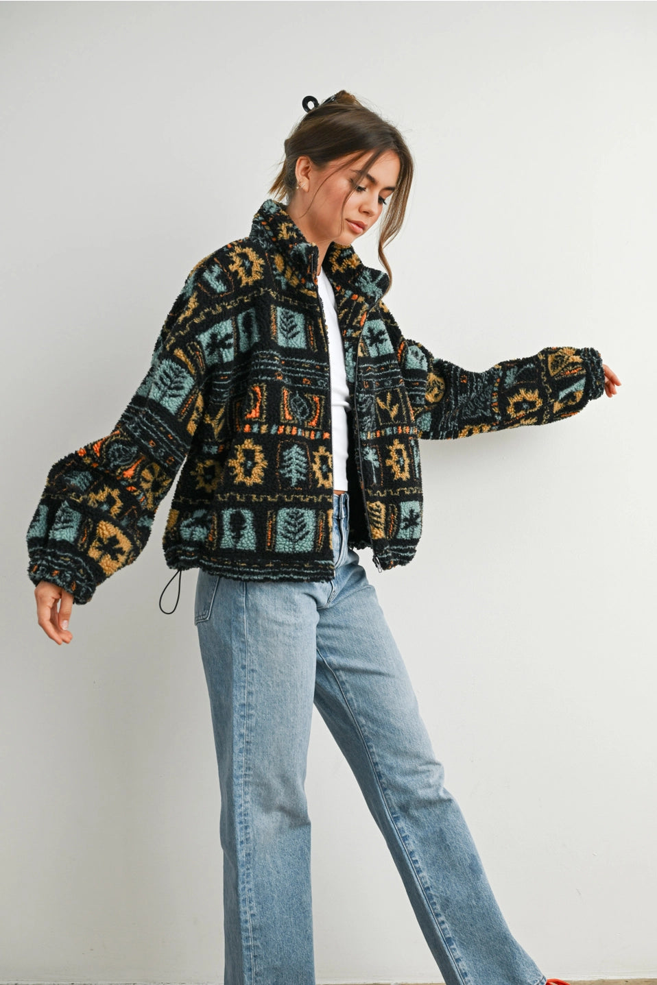 Zip-Up Polar Fleece Mock Neck  Jacket