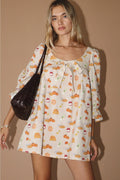 Harvest Print Bow Mini Dress