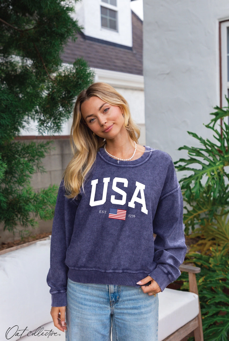USA Cropped Thermal Pullover