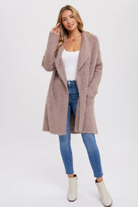 Soft Fuzzy Drape Front Cardigan