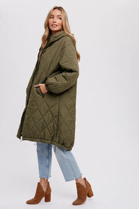 Army Green Quilted Puffer Jacket