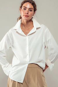 Oversized Twill Tape Stripe Button Down Shirt