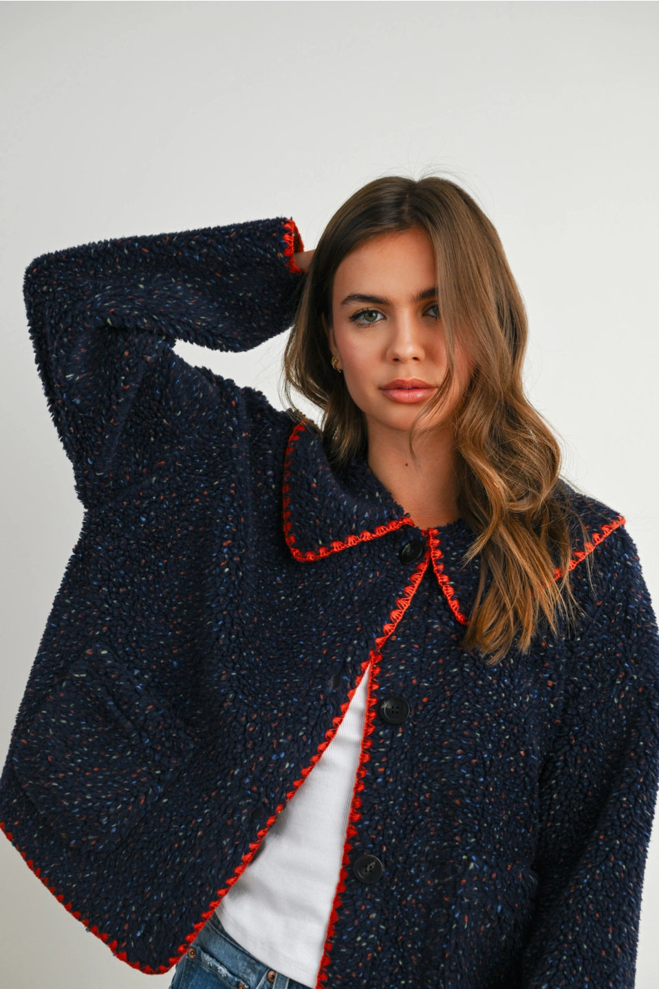 Buttoned Fleece Puffer Jacket