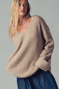 Oversized Knit V-Neck Sweater