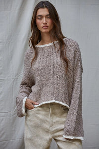 Knit Sweater with Contrast Hem
