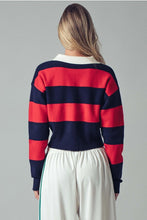 Load image into Gallery viewer, Red Navy Striped Cropped Top
