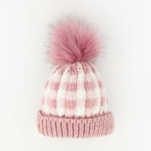 Load image into Gallery viewer, Kids Buffalo Check Pom Pom Beanie
