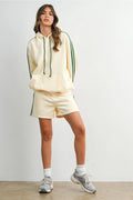 Contrast Striped Drawstring Hoodie