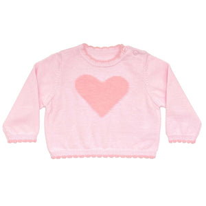 Fuzzy Heart Knit Sweater