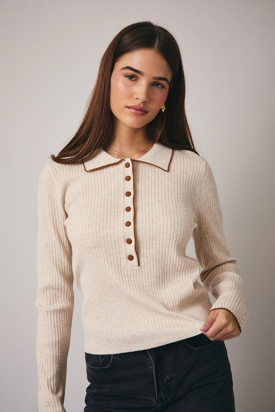 Blanket Stitch Detailed Polo