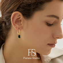 Load image into Gallery viewer, Black Geometric Drop Earring
