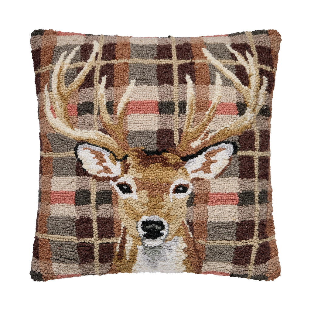 Deer Plaid Hook Pillow