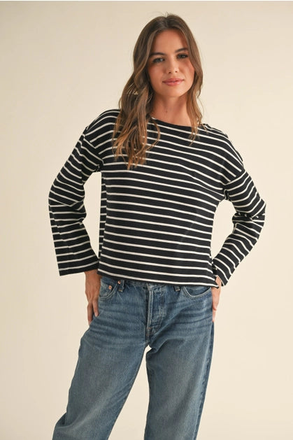 Striped Pattern Long Sleeve Top