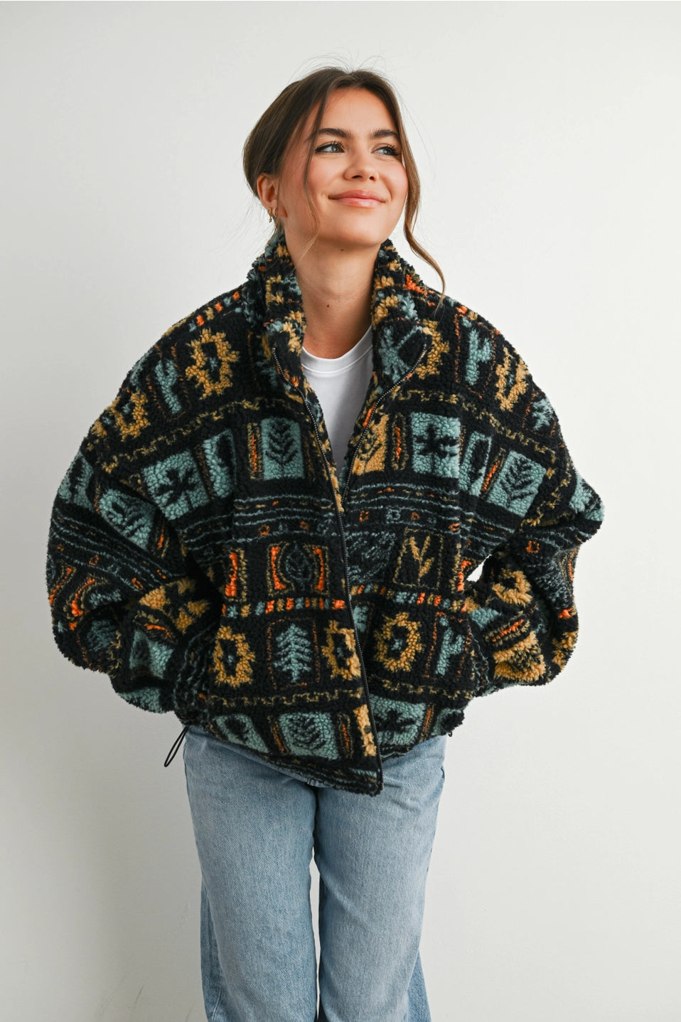 Zip-Up Polar Fleece Mock Neck  Jacket