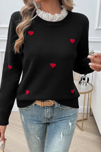 Load image into Gallery viewer, Embroidered Heart Long Sleeve Sweater
