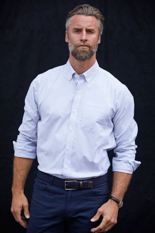 Easy Care Stretch Striped Button Down