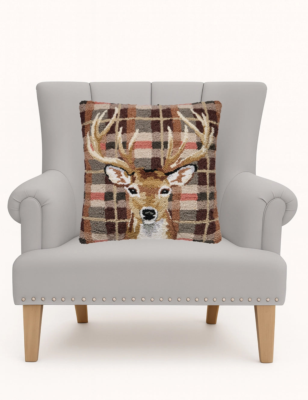 Deer Plaid Hook Pillow
