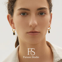 Load image into Gallery viewer, Black Geometric Drop Earring
