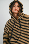 Brushed Striped Puffy Hoodie