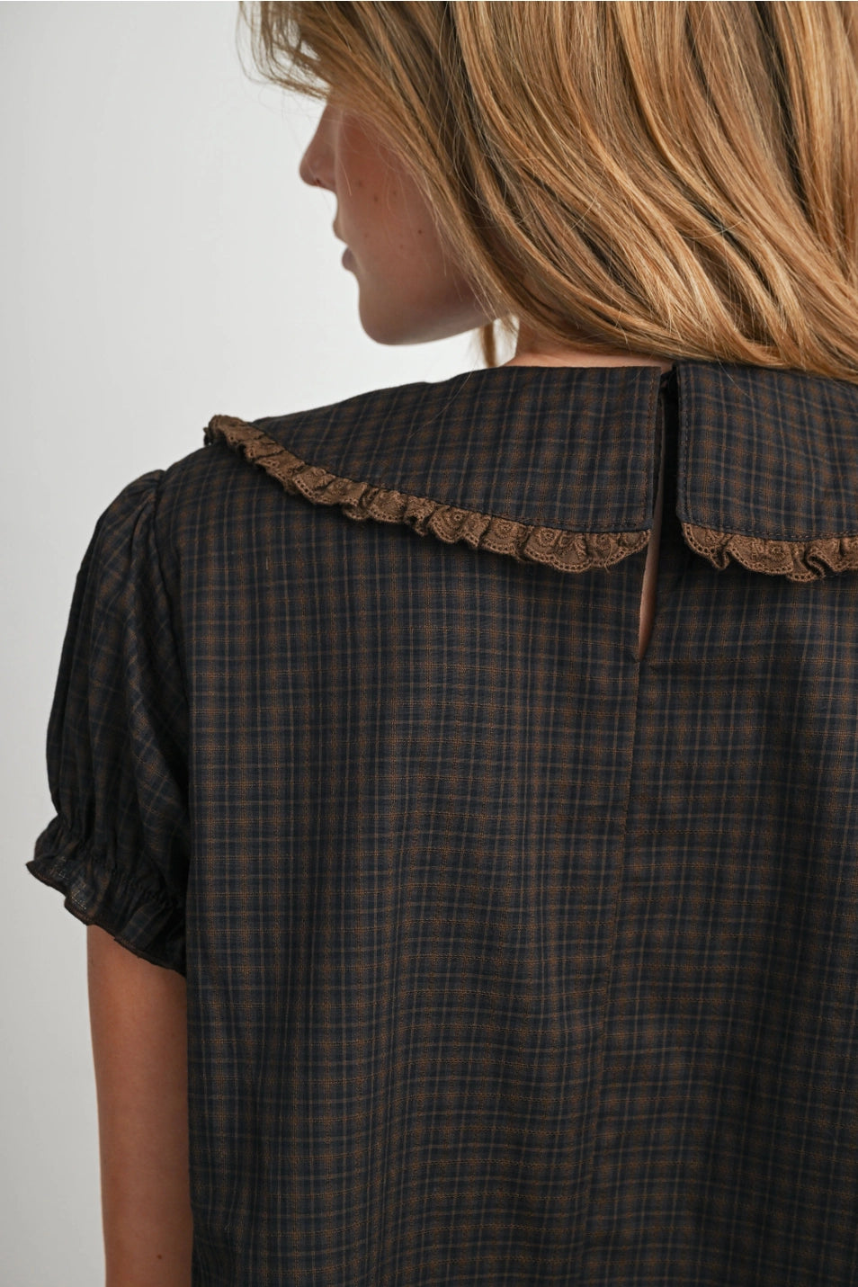 Plaid Peter Pan Collar Blouse