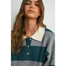 Load image into Gallery viewer, Buttoned Striped Collared Sweater
