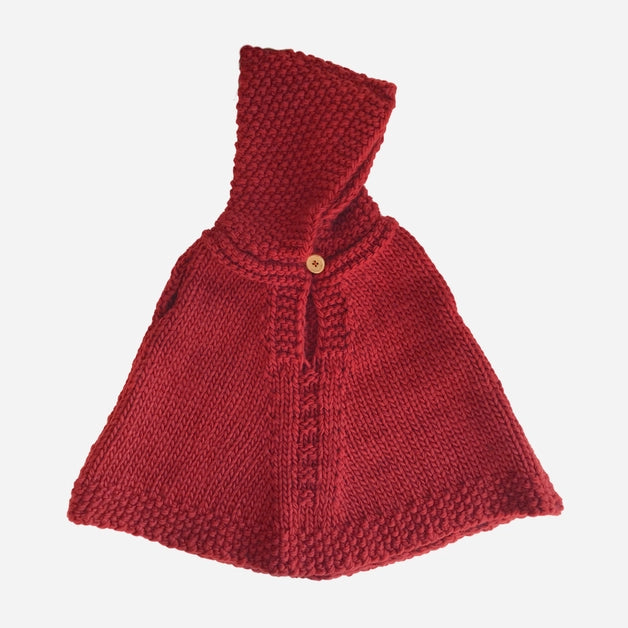 Kids Red Knit Poncho