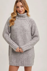 Chunky Turtleneck Tunic Sweater