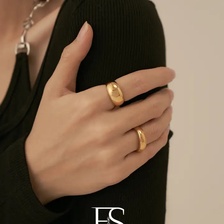 18k Gold Bubble Thick Ring