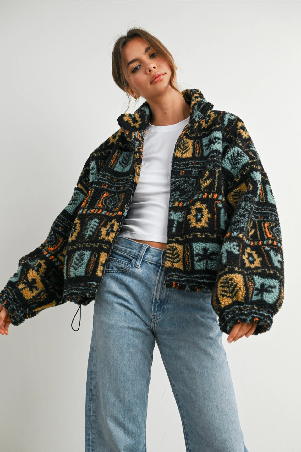 Zip-Up Polar Fleece Mock Neck  Jacket