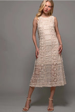 Load image into Gallery viewer, Intricate Floral Knit Sleeveless Midi Dress
