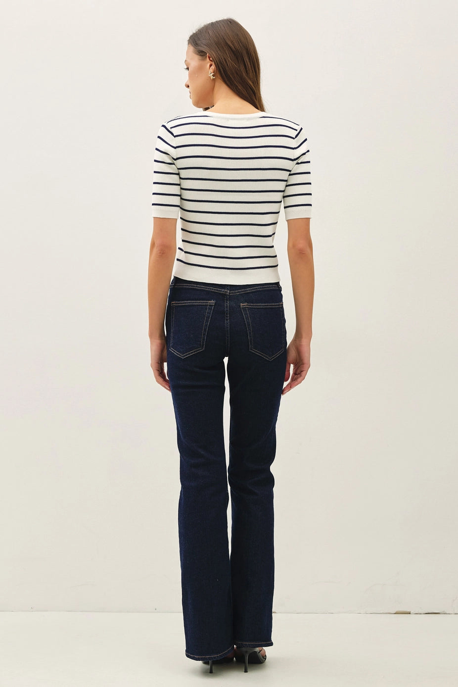 Striped Short Sleeve Cardigan